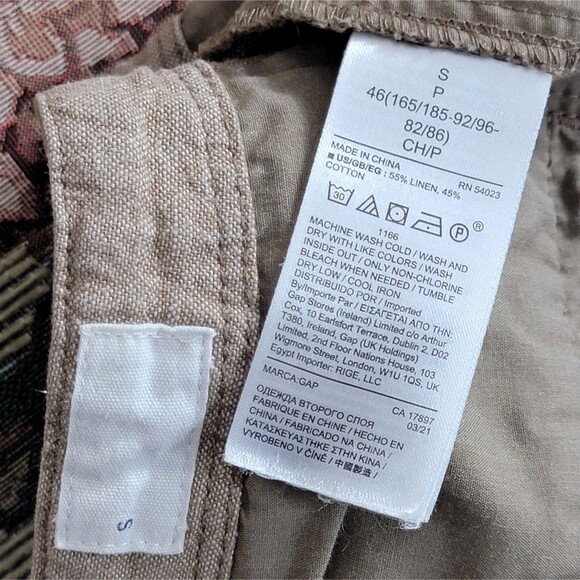 Gap Shorts Mens Small Khaki Linen Blend Flat Front Drawstring Bermuda Jogger - Picture 9 of 11
